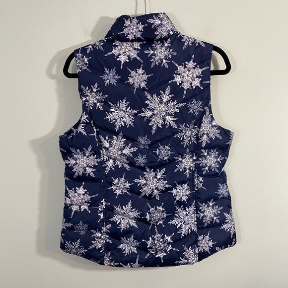 Lands' End Women's Navy Snowflakes Graphics Down Filled Vest Size S - Picture 9 of 9
